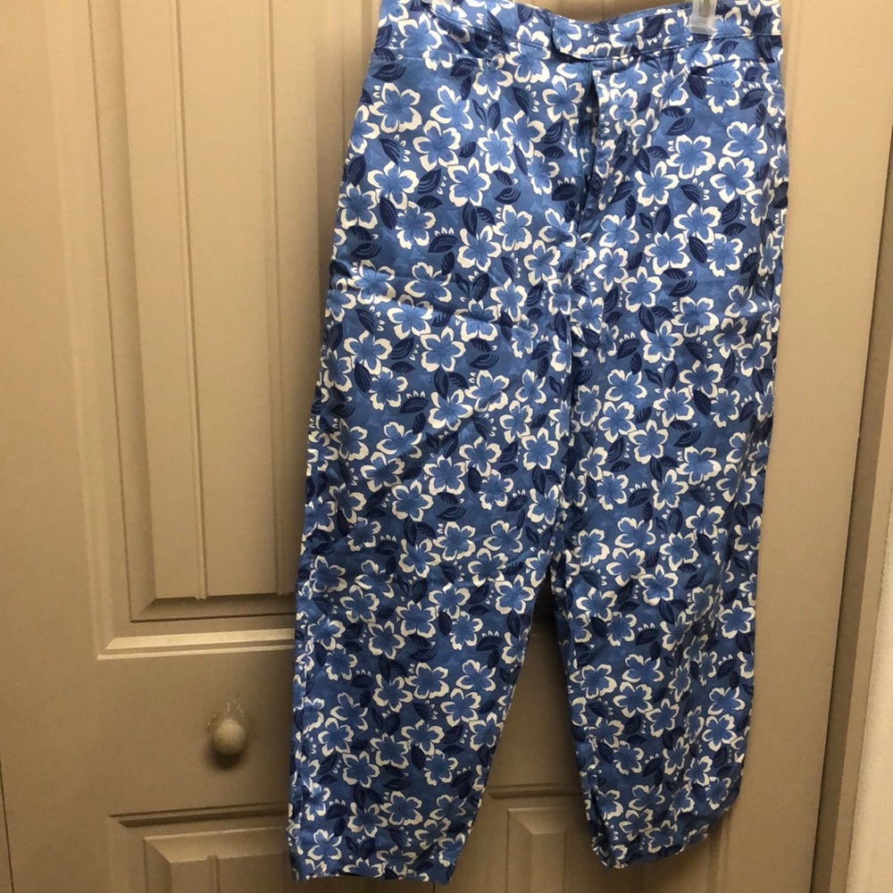Cherokee Blue and White Floral Stretch Pants